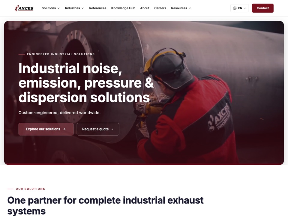 Screenshot van de Axces-website