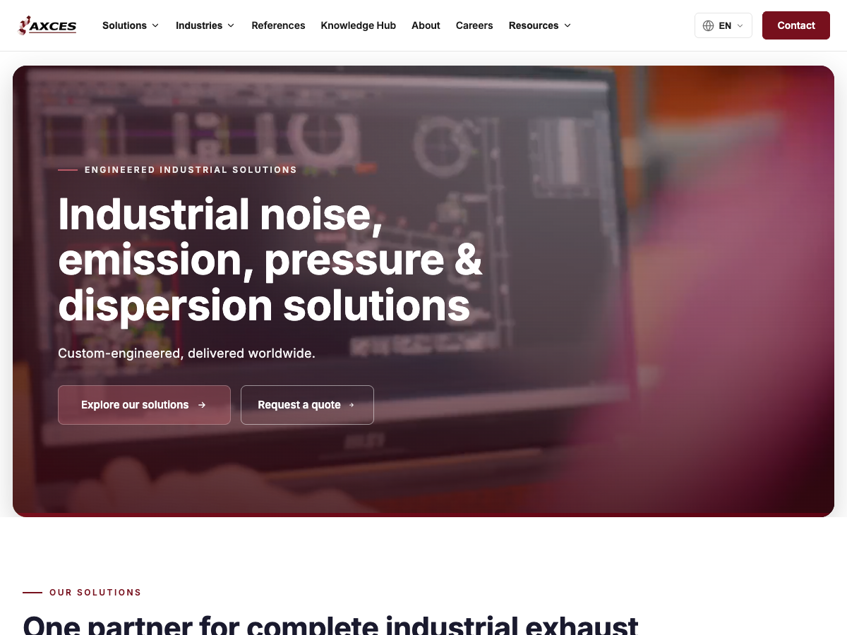 Screenshot van de Axces-website