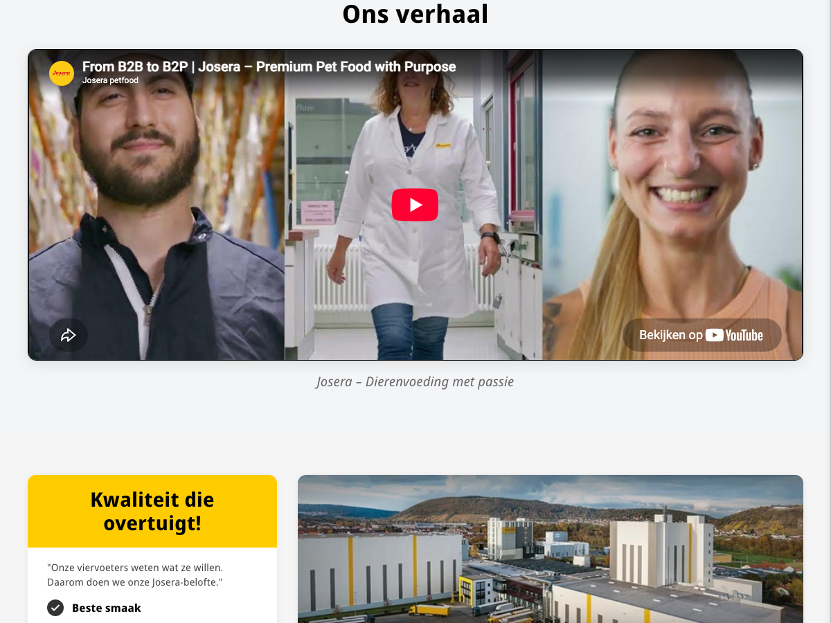Screenshot van de Josera-webshop
